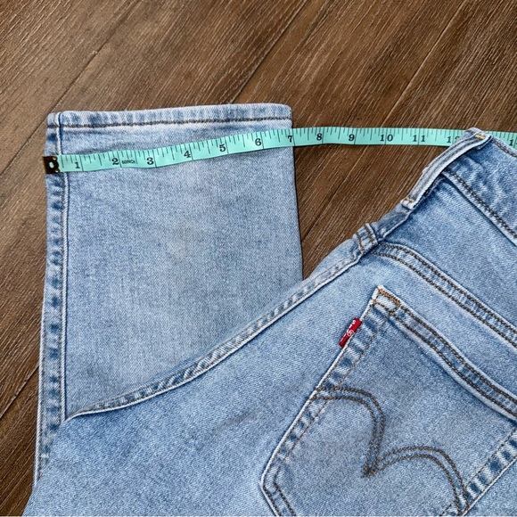 LEVI'S Wedgie Straight Leg High Rise Distressed Torn Blue Jeans Ankle - Picture 5 of 13